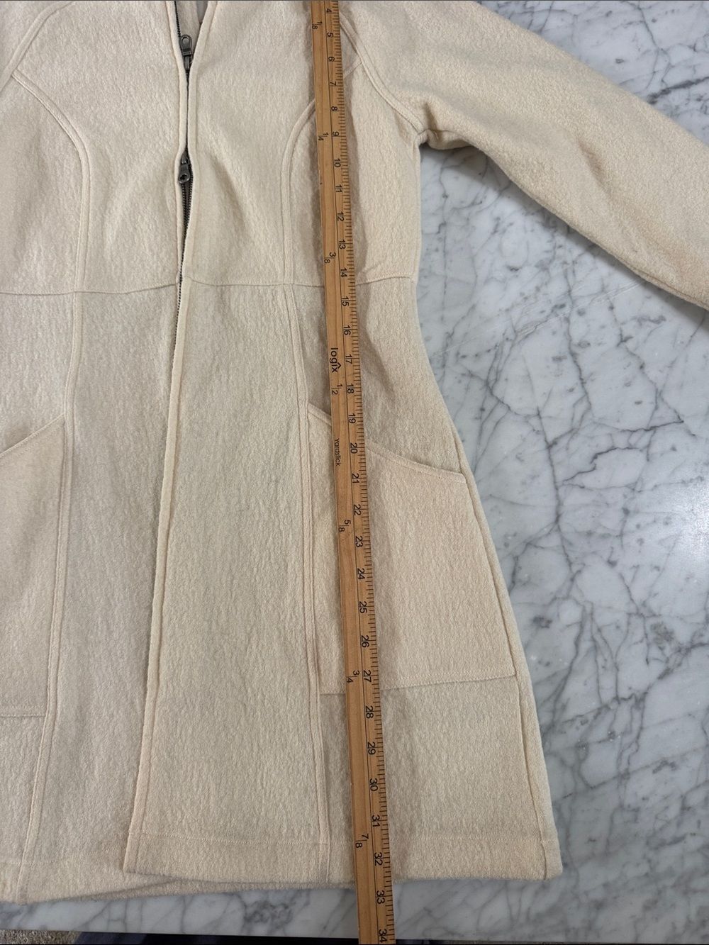 Mountain Khakis Women's Long Hooded Jacket Merino Wool Cream Size S - Picture 6 of 11